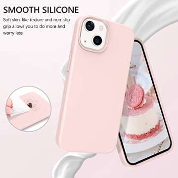 GUAGUA Compatible with iPhone 13 Case 6.1 Inch Liquid Silicone Soft Gel Rubber Slim Thin Microfiber ...