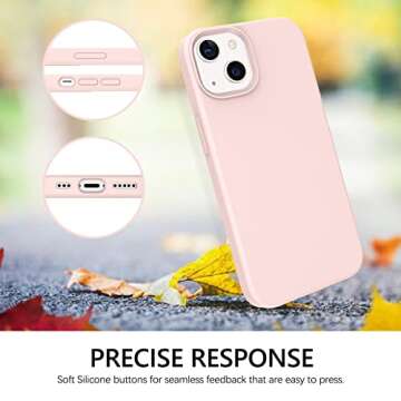 GUAGUA Compatible with iPhone 13 Case 6.1 Inch Liquid Silicone Soft Gel Rubber Slim Thin Microfiber Lining Cushion Texture Cover Shockproof Protective Phone Case for iPhone 13 Pink