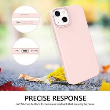 GUAGUA Compatible with iPhone 13 Case 6.1 Inch Liquid Silicone Soft Gel Rubber Slim Thin Microfiber Lining Cushion Texture Cover Shockproof Protective Phone Case for iPhone 13 Pink