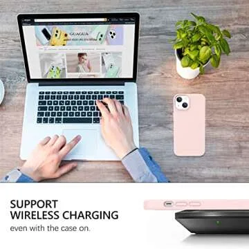 GUAGUA Compatible with iPhone 13 Case 6.1 Inch Liquid Silicone Soft Gel Rubber Slim Thin Microfiber Lining Cushion Texture Cover Shockproof Protective Phone Case for iPhone 13 Pink