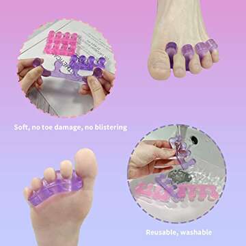 4 Pcs Toe Separators for Pedicure,Toe Separators for Women,Easy Finger and Toenail Polish Grooming,Soft Gel Toe Spacers Pedicure Kit,Pedicure Toe Separators for Separating Toenails or Nails