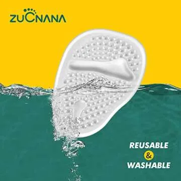 ZUCNANA Metatarsal Pads Ball of Foot Cushions (6 Pairs), Non Slip High Heel Cushion Inserts Women, One Size Fits All Shoe Inserts for Women and Men, Reusable Foot Pads All Day Pain Relief and Comfort