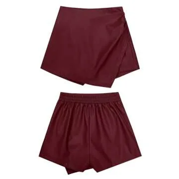 Luvamia High Waisted Faux Leather Skorts for Women