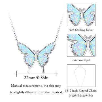 CUOKA MIRACLE Butterfly Necklace - Elegant Opal Silver Jewelry for Women
