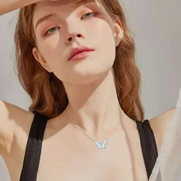 CUOKA MIRACLE Butterfly Necklace in Sterling Silver with Opal