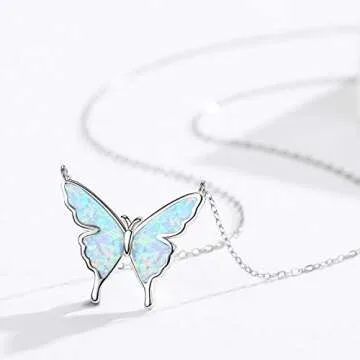 CUOKA MIRACLE Butterfly Necklace in Sterling Silver with Opal