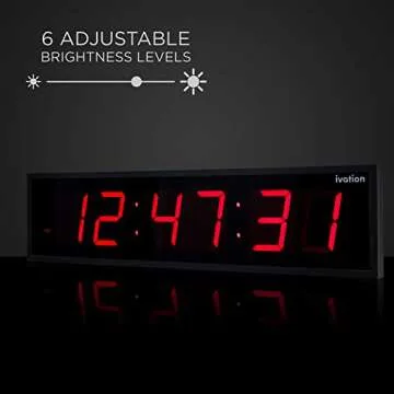 Ivation Huge Large Big Oversized Digital LED Clock - Shelf or Wall Mount (24 Inch - Red) | 6-Level Brightness, Mounting Holes & Hardware