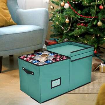 Holiday Cheer Premium Christmas Ornament Storage with 8 Tray – Christmas Storage Container with Di...