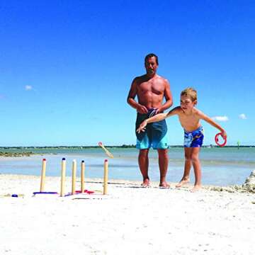 Ring Toss Game for Kids, Fun Ring Tossing Outdoor Game Set Carnival Games Set Indoor & Outdoor Game for Family and Friends with 16 Rings (8 Rope Rings, 8 Plastic Rings)