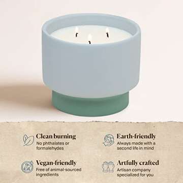 Paddywax Color Block Artisan Hand-Poured Scented Candle, 16-Ounce, Blue/Green - Saltwater Suede