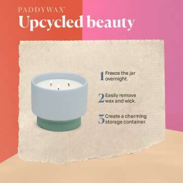 Paddywax Color Block Artisan Hand-Poured Scented Candle, 16-Ounce, Blue/Green - Saltwater Suede