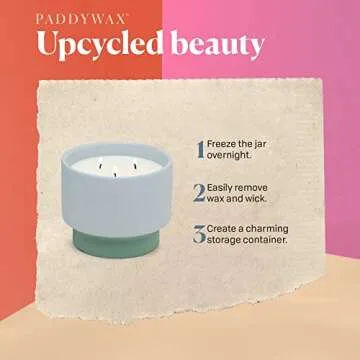 Paddywax Color Block Artisan Hand-Poured Scented Candle, 16-Ounce, Blue/Green - Saltwater Suede