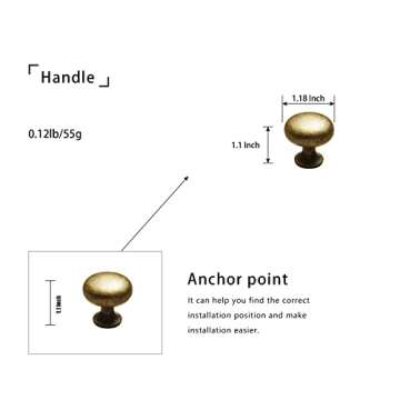 Goo-Ki Vintage Antique Brass Cabinet Handle - 6 Pack Premium Style