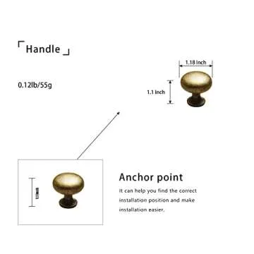 Goo-Ki Vintage Antique Brass Cabinet Handle - 6 Pack Premium Style
