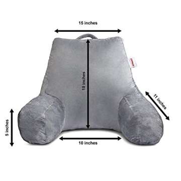 ZIRAKI Large Reading Pillow & TV Relax Sitting Pillow - Back Rest with Arms - Shredded Foam, Perfect for Adults, Teens, and Kids - for Back, Pregnancy Lumbar, Head Neck Coccyx Support, Plush Cushion
