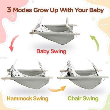 Baby Swing for Infants to Toddlers,Indoor Outdoor Wooden Hanging Swing Seat with Safety Belt and Mou...
