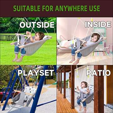 Baby Swing for Infants to Toddlers,Indoor Outdoor Wooden Hanging Swing Seat with Safety Belt and Mounting Hardware, Suitable for Ages Up to 3,Little Cloud