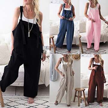 TrendyCosmo Women's Casual Plus Size Jumpsuit with Pockets