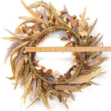 GAUDIUM 20" Autumn Leaves Eucalyptus Wreath for Decor
