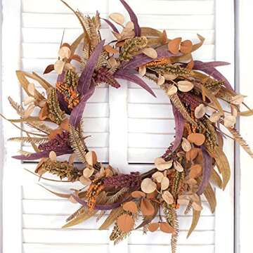 GAUDIUM 20" Autumn Leaves Eucalyptus Wreath for Decor
