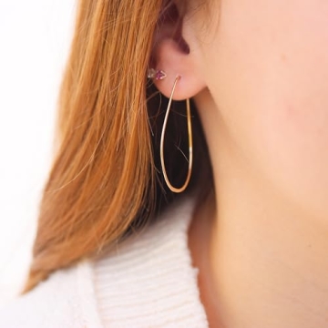 Elegant Thin Hammered Hoop Earrings by Lotus Stone Jewelry