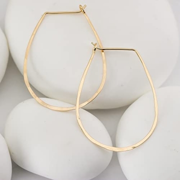 Elegant Thin Hammered Hoop Earrings by Lotus Stone Jewelry