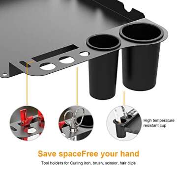 Salon Tray on Wheels with 2 Magnetic Bowls, Rolling Metal Aluminum Tray Cart Height Adjustable for Hair Stylist, Hair Extension Tool Tray, Tattoo Tray with Hair Stickless Wheels