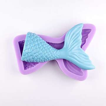 Bakerty Large Mermaid Tail Mold, Silicone Fondant Molds with High Definition, Quality Cupcake DIY To...