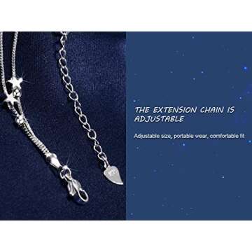 VGWON Silver 925 Charm Link Bracelet with Stars and Beads for Women Charm Chain 2 in 1 Bracelet Gift for Teen Girls - Adjustable Length (Polished)