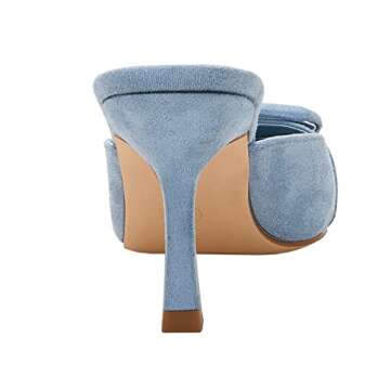 VETASTE Women's Heeled Mules Pointed Toe Suede Buckle Slip On Sandals Kitten Heels Party Wedding Shoes