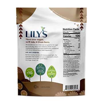Chocolate Chip Cookies by Lily's | Crispy, Stevia Sweetened, No Added Sugar, Low Calorie | Fair Trade, & Non-GMO | Family Size, 16 ounce, 1-Pack
