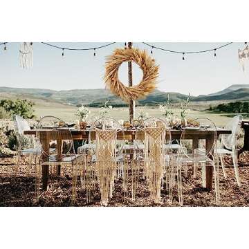 Rustic Dried Nature Flower Big Herb Wreath 18’’, Christmas Wreath Wall Hanging Decoration, Natural Pampas Grass,Wheat, Billy Button Balls for Window and Door Décor