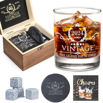 Unique Retirement Gifts for Men - Premium Whiskey Glass Set