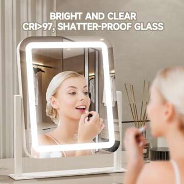 PRIMETEK Vanity Mirror with Lights, 16"x14" Large LED Lighted Makeup Mirror, Hollywood Makeup Mirror...