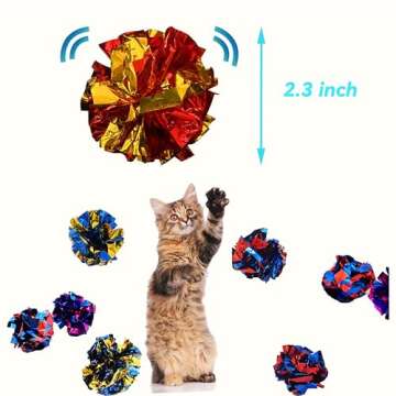 QUVOVID 10-Pack Cat Crinkle Ball Toys - Fun & Colorful Interactive Play!