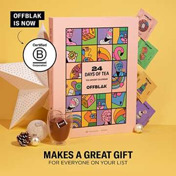 OFFBLAK - Tea Advent Calendar, Gift Set for Tea Lovers - Black, Green & Herbal Tea ? 24 Pyramid bags ? 1Ct