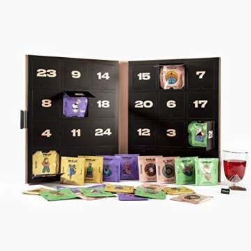 OFFBLAK - Tea Advent Calendar, Gift Set for Tea Lovers - Black, Green & Herbal Tea ? 24 Pyramid bags ? 1Ct