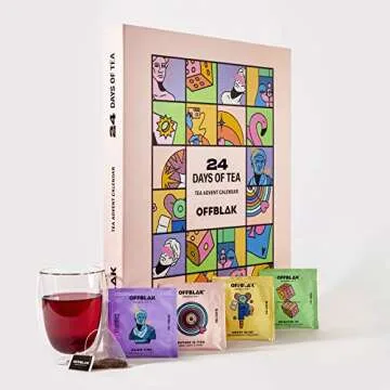 OFFBLAK - Tea Advent Calendar, Gift Set for Tea Lovers - Black, Green & Herbal Tea ? 24 Pyramid bags ? 1Ct