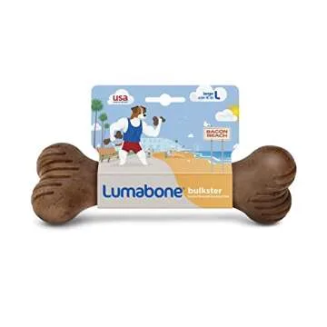 Lumabone Bulkster Durable Chew Toy for Aggressive Chewers, Real Bacon, Made in USA, Large