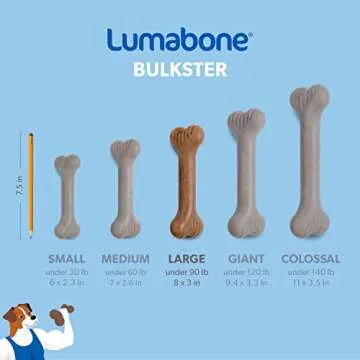 Lumabone Bulkster Durable Chew Toy for Aggressive Chewers, Real Bacon, Made in USA, Large