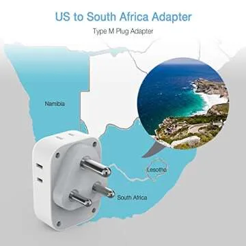 South Africa Plug Adapter 2 Pack, TESSAN Type M Travel Adaptor with 4 AC Outlets 3 USB Ports, US to South Africa Botswana Namibia Nepal Bhutan