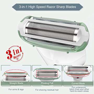 brori Electric Razor for Women - Womens Shaver Bikini Trimmer Body Hair Removal for Legs and Underarms Rechargeable Wet and Dry Painless Cordless with LED Light, Green