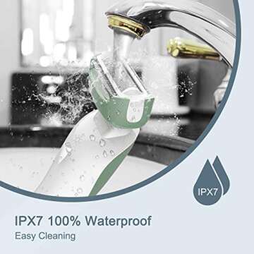 brori Electric Razor for Women - Womens Shaver Bikini Trimmer Body Hair Removal for Legs and Underarms Rechargeable Wet and Dry Painless Cordless with LED Light, Green