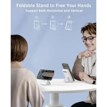 podoru for Magsafe Battery Pack, Foldable 10000mAh Magnetic Power Bank with USB-C Cable LED Display 22.5W PD Fast Charging Wireless Portable Charger for iPhone 16/15/14/13/12 Series-White