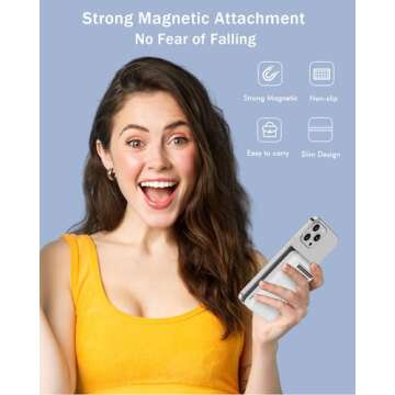 podoru for Magsafe Battery Pack, Foldable 10000mAh Magnetic Power Bank with USB-C Cable LED Display 22.5W PD Fast Charging Wireless Portable Charger for iPhone 16/15/14/13/12 Series-White