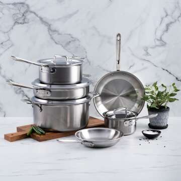 All-Clad D5 Cookware Set: 10-Piece Stainless Steel