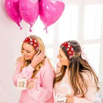 Gosuoa Valentine's Day Headband with Heart Earrings for Women