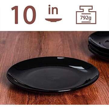 DELLING 10 inch Black Dinner Plates Set - Scratch Resistant & Elegant Dinnerware