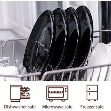 DELLING Black Dinner Plates - Elegant & Durable Dinnerware Set