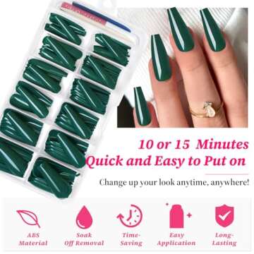Glamorous Lifextol Green Coffin Press on Nails Set